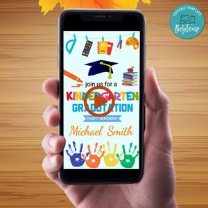 Kindergarten Graduation Video Invitation Digital Template Customizable Instant Download
