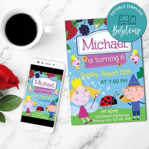 Ben And Holly's Little Kingdom Mobile Invite Customizable Template Instant Download