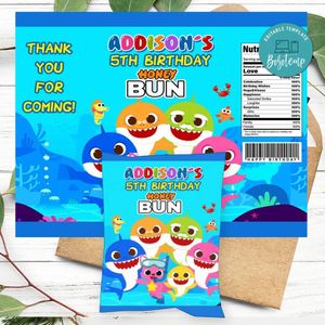 Baby Shark Honeybun Snack Bag Digital File Printable Instant Download
