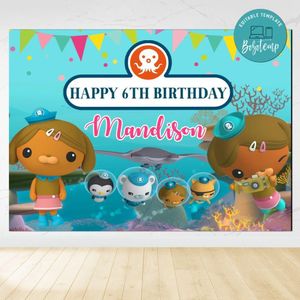 Dashi Dog Octonauts Birthday Backdrop Digital File Template Instant Download