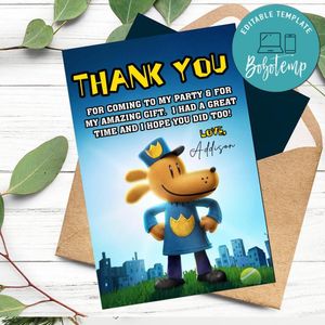 Dog Man Thank You Card Customizable Template To Print At Home Instant Download
