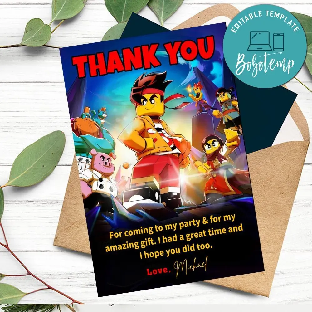 Monkie Kid Thank You Card Customizable Template DIY | Bobotemp