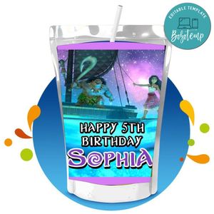 Moana 2 Capri Sun Birthday Labels Digital File Printable Instant Download