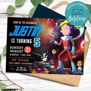 Final Space Invitation Customizable Template to Print at Home Instant Download