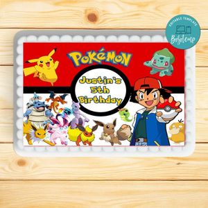 Pokemon Sheet Cake Template Printable Instant Download