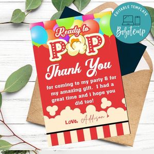 Ready To Pop Baby Shower Thank You Card Customizable Template To Print At Home Instant Download