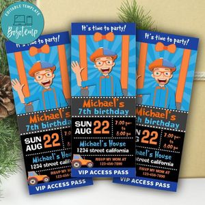 Blippi Ticket Invitation Customizable Template Instant Download