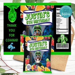 Luigi’s Mansion 3 Birthday Party Fruit Snack Bag Digital File Printable Instant Download