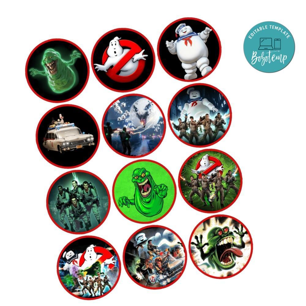 Ghostbusters Cupcake Toppers Template Printable Instant Download | Bobotemp