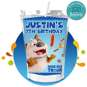 Dog gone trouble Capri Sun Birthday Labels Digital File Printable Instant Download