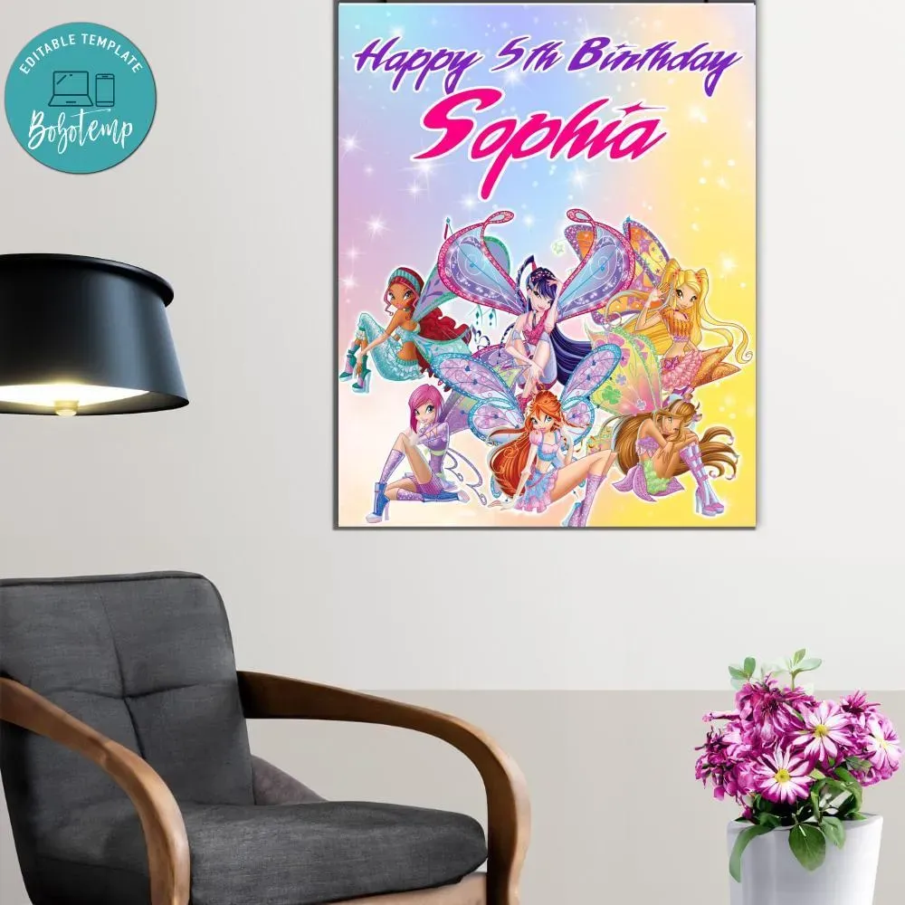 Winx Birthday Welcome Sign Digital File Printable DIY | Bobotemp