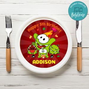 Om Nom Birthday Plate Template Customizable To Print At Home Instant Download
