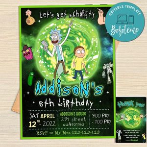 Rick And Morty Invitation Template Free Thank You Card Printable