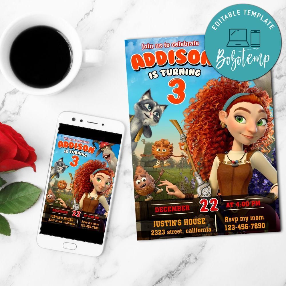 Yaga and the book of spells Invitation Customizable Template to Print at Home Instant Download