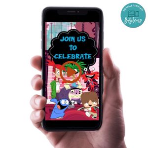 Foster's home Video Invitation Digital Template Customizable Instant Download