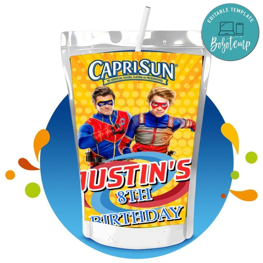 Henry danger Capri Sun Birthday Labels Digital File Printable Instant Download