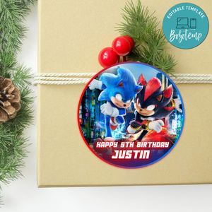 Sonic 3 Circle Sticker Template Customizable To Print At Home Instant Download