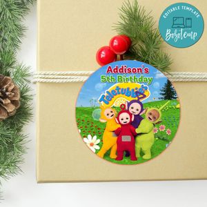 Teletubbies Circle Sticker Template Customizable To Print At Home Instant Download
