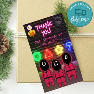 Squid Game Thank You Tag Customizable Template To Print At Home Instant Download