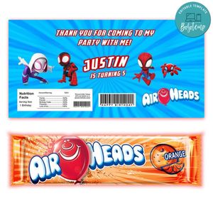 Spidey Airhead Candy Wrapper Template Printable Instant Download