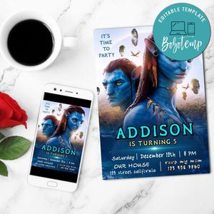 Avatar 2 Invitation Customizable Template to Print at Home Instant Download