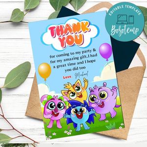 Baby Zoo Thank You Card Customizable Template To Print At Home Instant Download