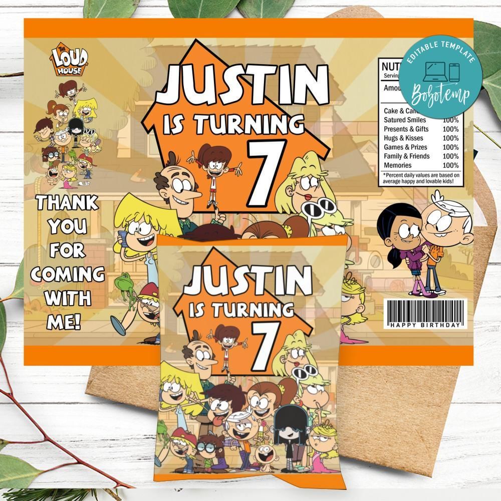 Loud house Birthday Chip Bag Digital File Printable Bobotemp