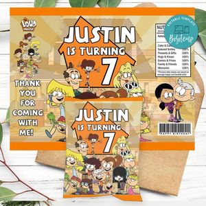 Loud house Birthday Chip Bag Digital File Printable Instant Download