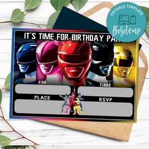 Power ranger fill in blank Invitation Customizable Template to Print at Home Instant Download