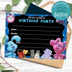 Blues Clues fill in blank Invitation Customizable Template to Print at Home Instant Download