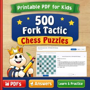 Chess Fork Puzzles for Kids - 500 Printable PDF Challenges
