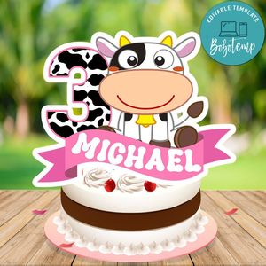 Vaca Lola Birthday Cake Topper Template Printable Instant Download