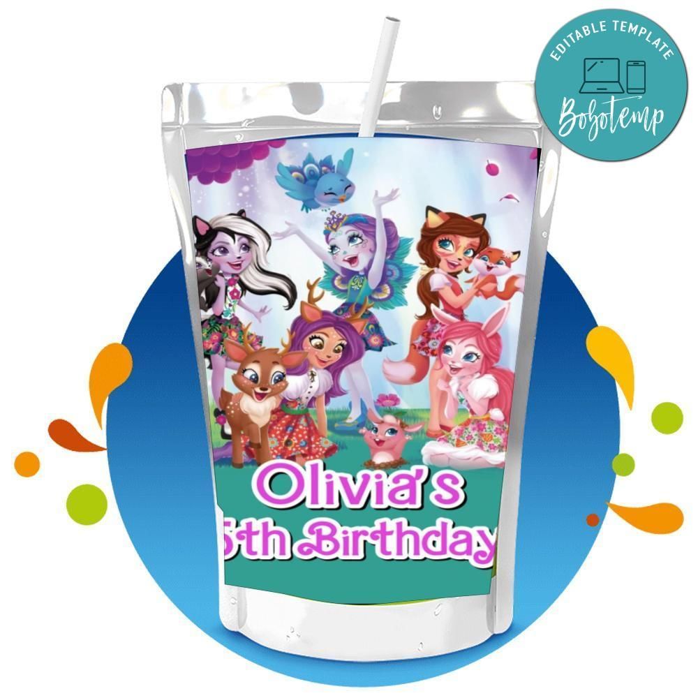 Enchantimals Capri Sun Birthday Label Digital File Printable Instant Download