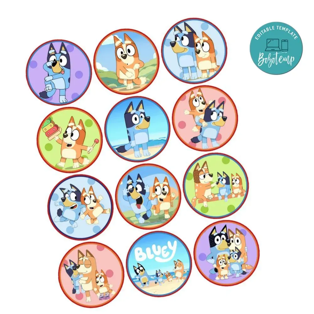 Bluey Cupcake Toppers Printablebluey Birthday Backdrop