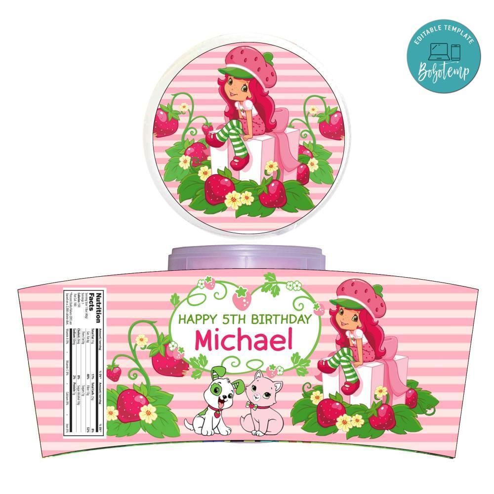 Strawberry Shortcake Cotton Candy Label Template To Print At Home Instant Download