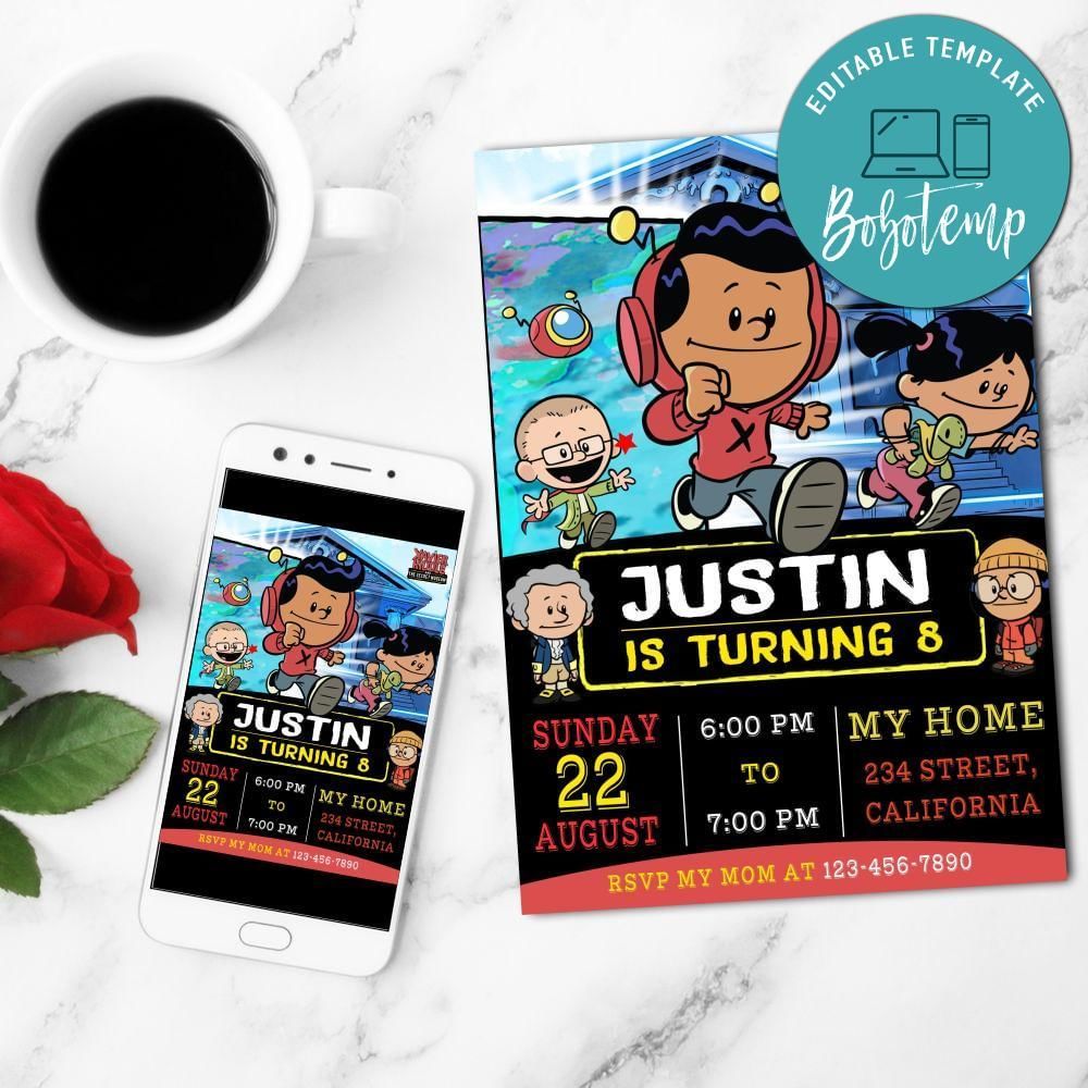 Xavier Riddle Birthday Mobile Invite Customizable Template Instant Download