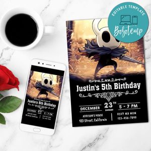 Hollow Knight Invitation Customizable Template to Print at Home Instant Download