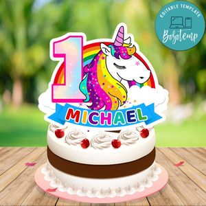 Unicorns Cake Topper Template Printable Instant Download