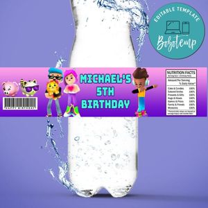 PK-XD Birthday Water Bottle Label Template to Print at Home Instant Download