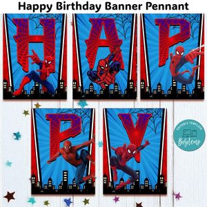 Spiderman Banner Pennant Digital File Template Instant Download