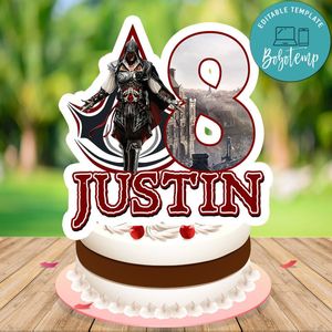 Assassin's Creed Birthday Cake Topper Template Printable Instant Download