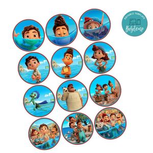 Disney Pixar Luca Cupcake Toppers Template Printable Instant Download