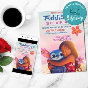 Lilo and stitch 2025 Invitation Customizable Template to Print at Home Instant Download