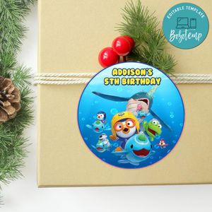 Pororo Circle Sticker Template Customizable To Print At Home Instant Download