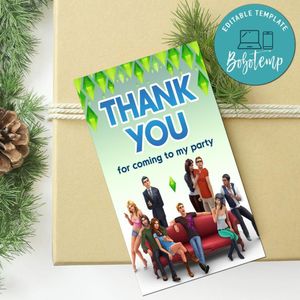 The Sims 4 Thank You Tag Customizable Template To Print At Home Instant Download