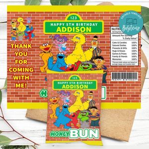 Sesame Street Honeybun Snack Bag Digital File Printable Instant Download