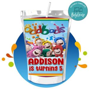 Oddbods Capri Sun Birthday Labels Digital File Printable Instant Download