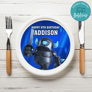 Mini Pekka Birthday Plate Template Customizable To Print At Home Instant Download