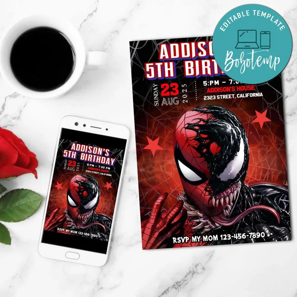 Spider's Shadow Invitation Customizable Template | Bobotemp