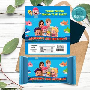Bebefinn Candy bar Label Customizable Template Instant Download